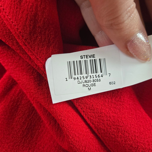 Dress the Population Red Rouge Stevie V Neck Wide Leg Belt Jumpsuit Size Medium - Picture 6 of 16